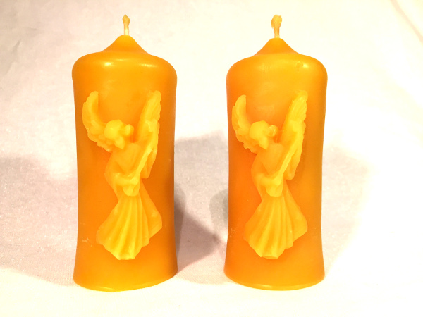 Stumpen mit Engel (10 cm), 2er-Pack